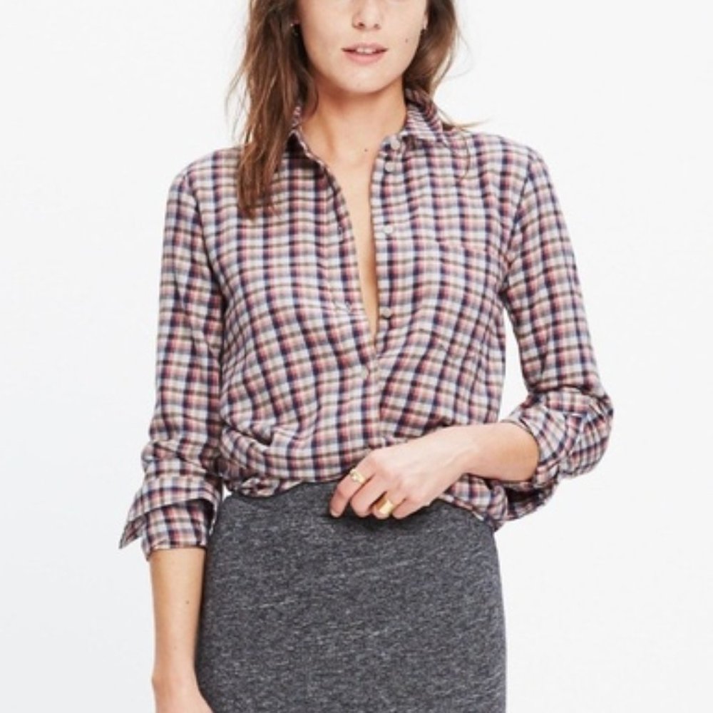 MADEWELL Flannel Slim Boyshirt in Palma Plaid M